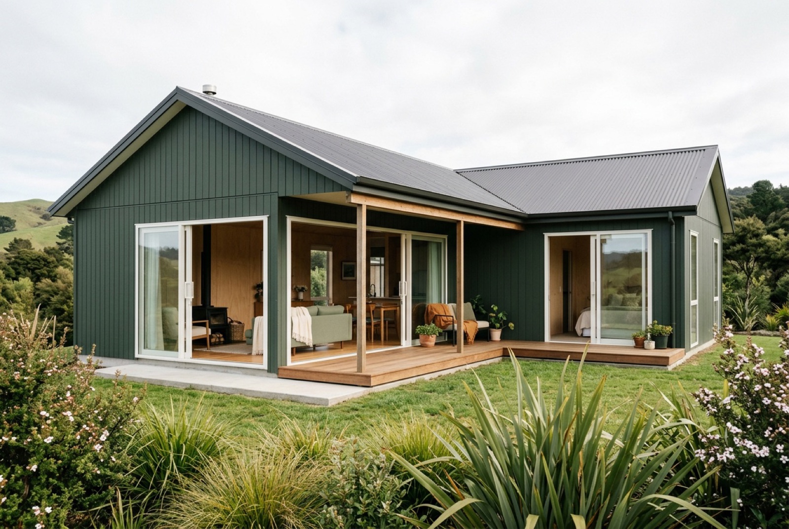 Kōwhai 60 in painted shiplap cladding